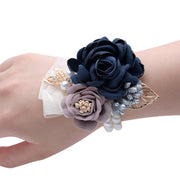 10 Pcs Artificial Silk Camellia Wrist Corsage Bracelets for Fall Wedding