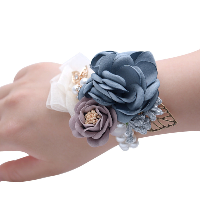 10 Pcs Artificial Silk Camellia Wrist Corsage Bracelets for Fall Wedding