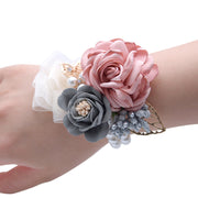 10 Pcs Artificial Silk Camellia Wrist Corsage Bracelets for Fall Wedding