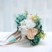 Artificial Dusty Rose Bouquet 10 Pcs Wedding Flowers Silk Stems Bulk Pack