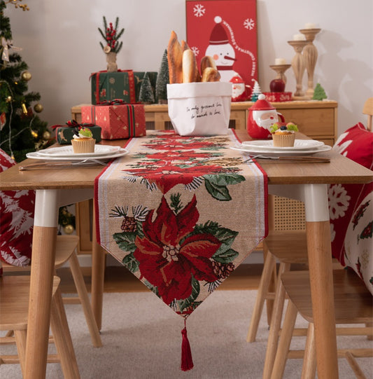 Bulk Flower Pattern Table Runner with Tassels for Holiday Party Dining Room Wedding Party Home Coffee Table Decor Wholesale