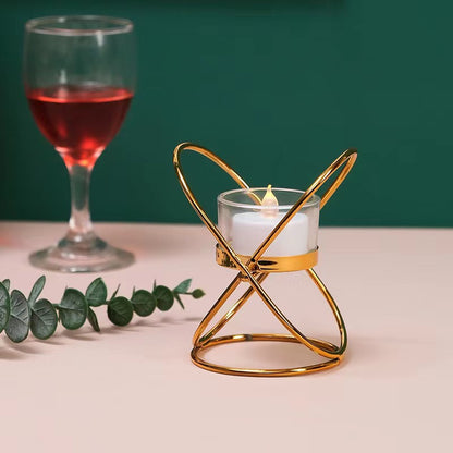 Bulk Geometric Lotus Flower Tealight Candle Holders Golden Metal Table Centerpiece Wholesale