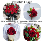 Velvet Rose Flowers with Stems and Heads, Bulk Gift Box, Luxury Artificial Silk, Wedding DIY Crafts