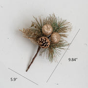 Glitter Artificial Pine Cone Picks with Christmas Berry Stems and Branches, Bulk Holiday Ornaments Set
