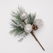 Glitter Artificial Pine Cone Picks with Christmas Berry Stems and Branches, Bulk Holiday Ornaments Set