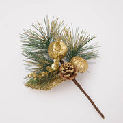 Glitter Artificial Pine Cone Picks with Christmas Berry Stems and Branches, Bulk Holiday Ornaments Set