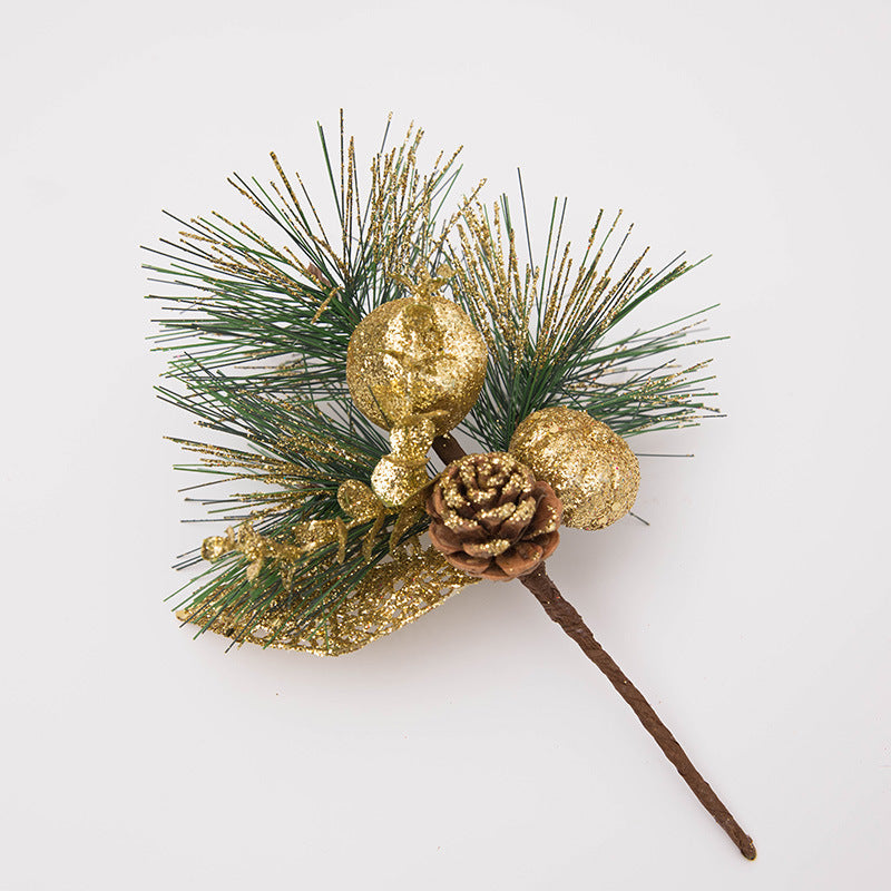 Glitter Artificial Pine Cone Picks with Christmas Berry Stems and Branches, Bulk Holiday Ornaments Set