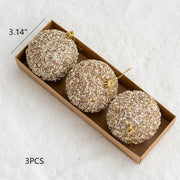 Glitter Champagne Christmas Ball Ornaments Set, 12 Pcs Hanging Decorations for Tree, Holiday Home Decor