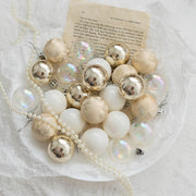 Glitter Champagne Christmas Ball Ornaments Set, 12 Pcs Hanging Decorations for Tree, Holiday Home Decor