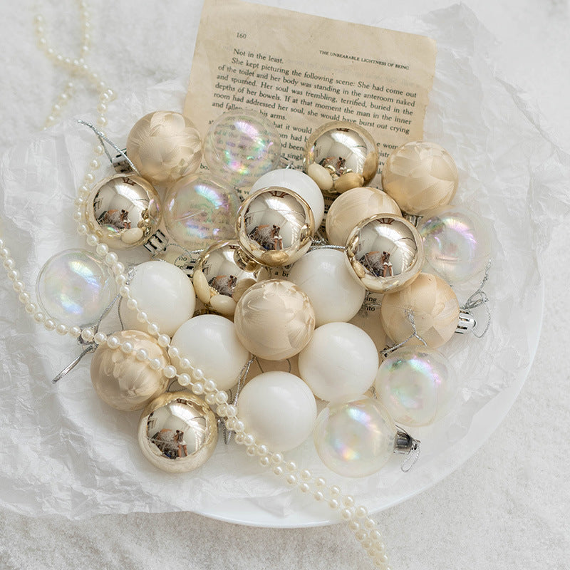 Glitter Champagne Christmas Ball Ornaments Set, 12 Pcs Hanging Decorations for Tree, Holiday Home Decor
