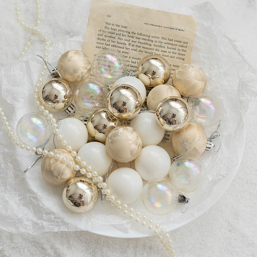 Glitter Champagne Christmas Ball Ornaments Set, 12 Pcs Hanging Decorations for Tree, Holiday Home Decor