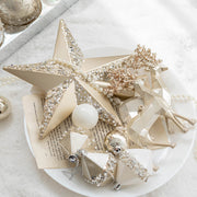 Glitter Champagne Christmas Ball Ornaments Set, 12 Pcs Hanging Decorations for Tree, Holiday Home Decor