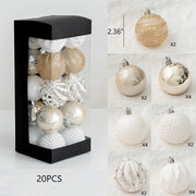 Glitter Champagne Christmas Ball Ornaments Set, 12 Pcs Hanging Decorations for Tree, Holiday Home Decor