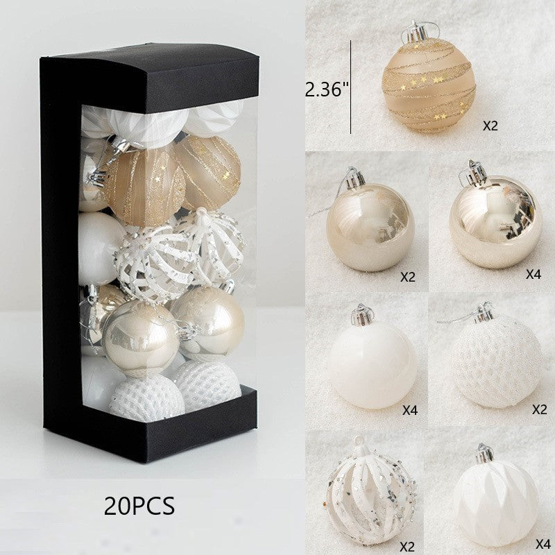 Glitter Champagne Christmas Ball Ornaments Set, 12 Pcs Hanging Decorations for Tree, Holiday Home Decor