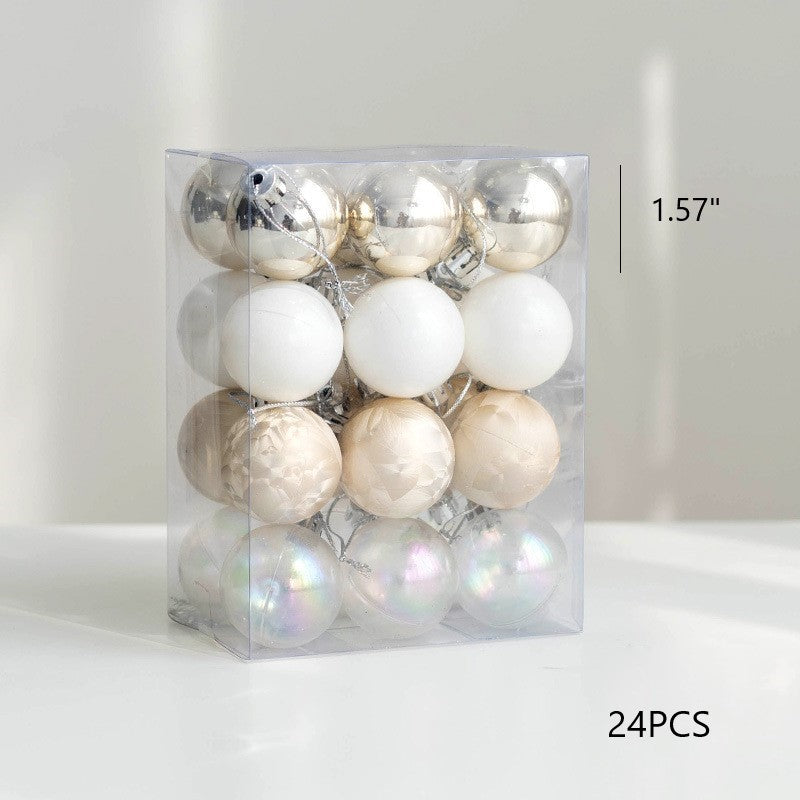 Glitter Champagne Christmas Ball Ornaments Set, 12 Pcs Hanging Decorations for Tree, Holiday Home Decor