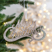 Glitter Merry Christmas Word Sign Hanging Ornaments Bulk Set for Window Tree Wall Decor