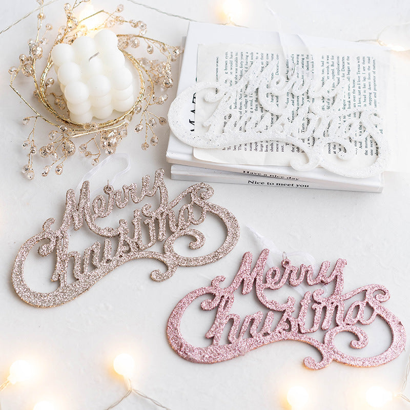 Glitter Merry Christmas Word Sign Hanging Ornaments Bulk Set for Window Tree Wall Decor