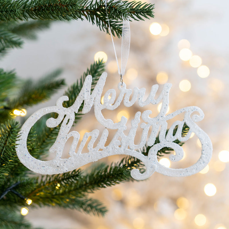 Glitter Merry Christmas Word Sign Hanging Ornaments Bulk Set for Window Tree Wall Decor