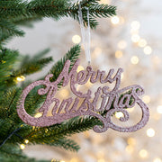 Glitter Merry Christmas Word Sign Hanging Ornaments Bulk Set for Window Tree Wall Decor