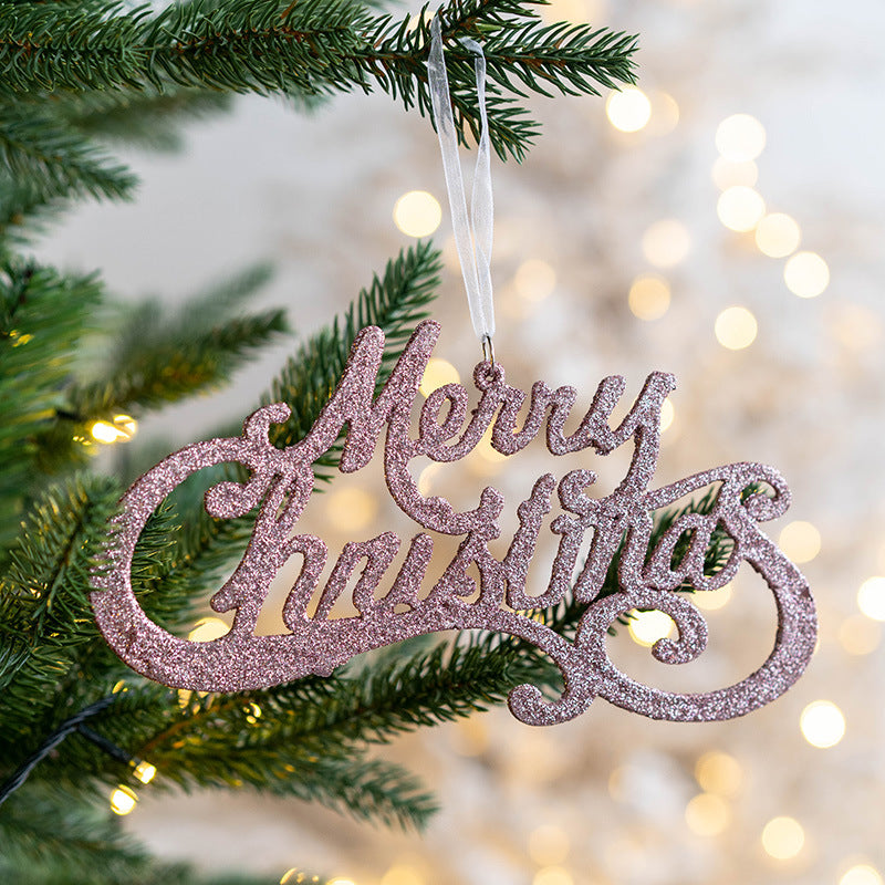 Glitter Merry Christmas Word Sign Hanging Ornaments Bulk Set for Window Tree Wall Decor
