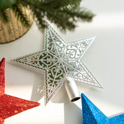 Glitter Star Christmas Tree Topper Bulk Holiday Ornament for Indoor Office New Year Decor