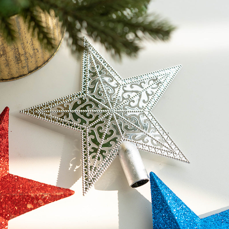 Glitter Star Christmas Tree Topper Bulk Holiday Ornament for Indoor Office New Year Decor