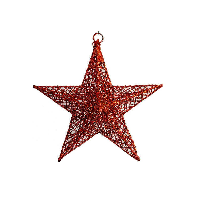 Glitter Star Hanging Ornaments 12 Pcs Bulk Christmas Tree Decorations for Holiday Party