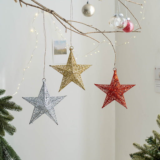 Glitter Star Hanging Ornaments 12 Pcs Bulk Christmas Tree Decorations for Holiday Party