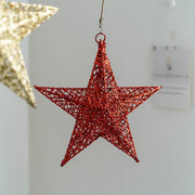 Glitter Star Hanging Ornaments 12 Pcs Bulk Christmas Tree Decorations for Holiday Party