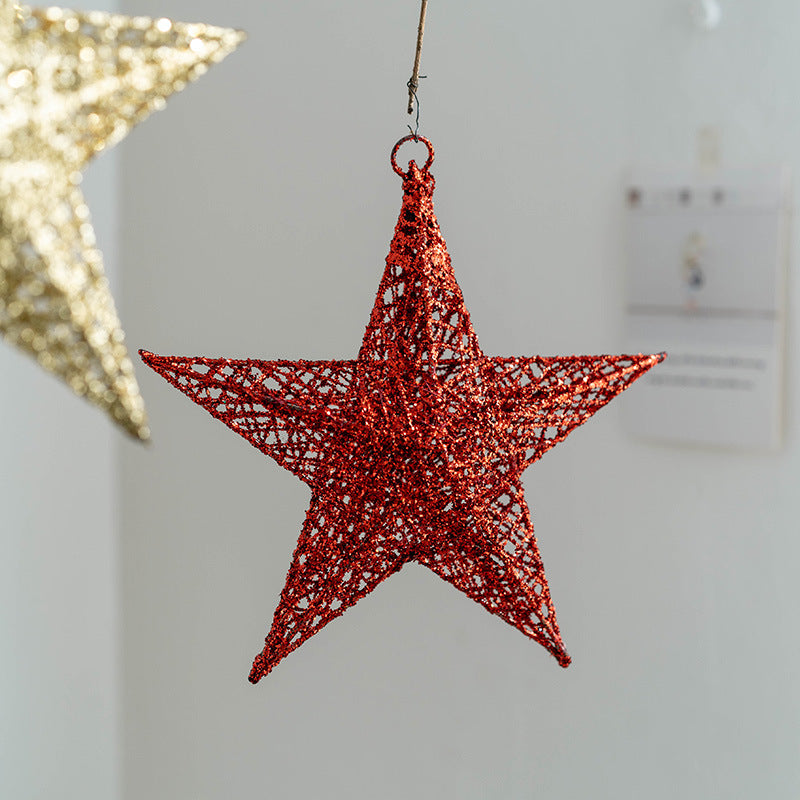 Glitter Star Hanging Ornaments 12 Pcs Bulk Christmas Tree Decorations for Holiday Party