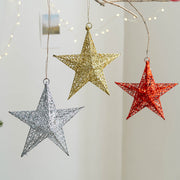 Glitter Star Hanging Ornaments 12 Pcs Bulk Christmas Tree Decorations for Holiday Party