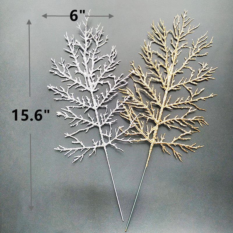 15 Inch Artificial Christmas Cedar Picks, 10 Pcs, Gold and Silver Holiday Decor