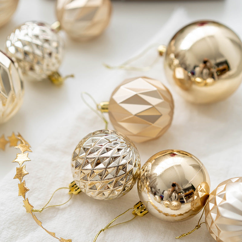 Bulk Set of 24 Golden, Silver, and Champagne Christmas Hanging Balls Ornaments for Tree Decor