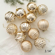 Bulk Set of 24 Golden, Silver, and Champagne Christmas Hanging Balls Ornaments for Tree Decor