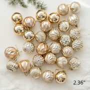 Bulk Set of 24 Golden, Silver, and Champagne Christmas Hanging Balls Ornaments for Tree Decor