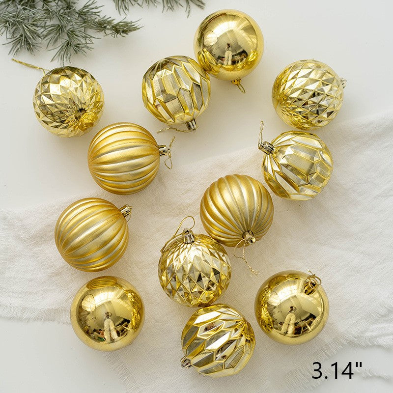 Bulk Set of 24 Golden, Silver, and Champagne Christmas Hanging Balls Ornaments for Tree Decor