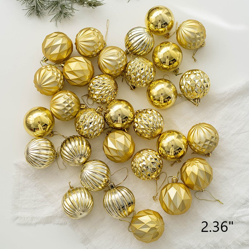 Bulk Set of 24 Golden, Silver, and Champagne Christmas Hanging Balls Ornaments for Tree Decor
