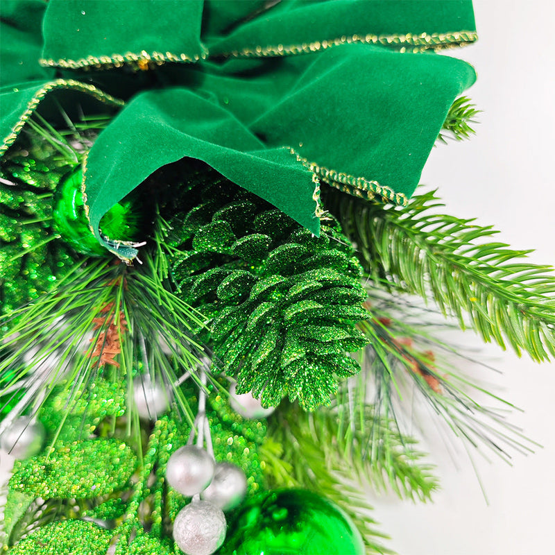 Green Artificial Christmas Teardrop Swag Garland 6 Ft Bulk for Stairs Door Fireplace Window Home Decor