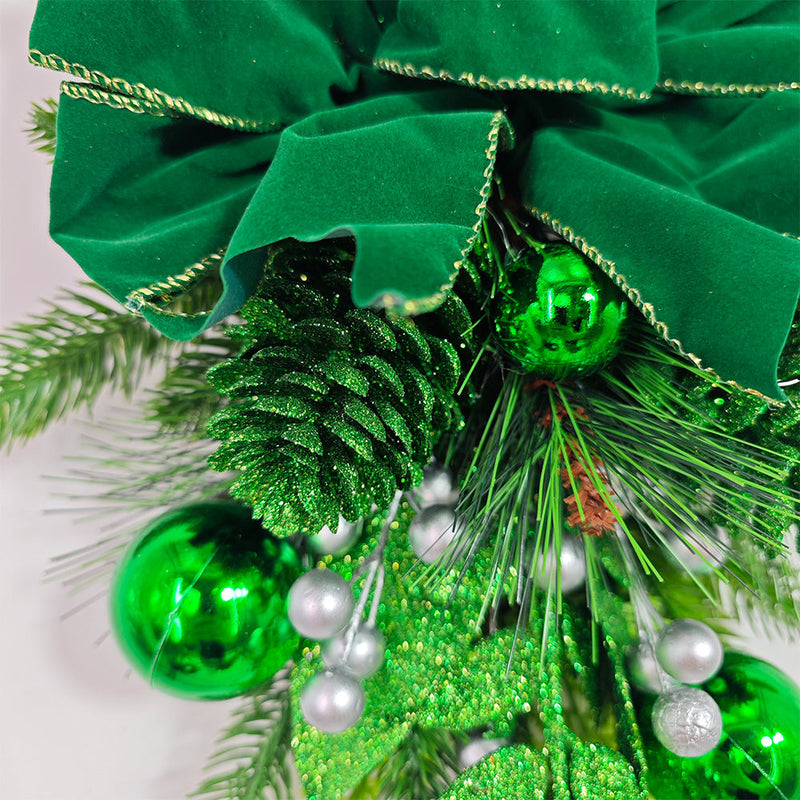 Green Artificial Christmas Teardrop Swag Garland 6 Ft Bulk for Stairs Door Fireplace Window Home Decor
