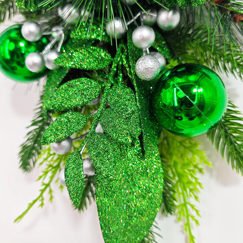 Green Artificial Christmas Teardrop Swag Garland 6 Ft Bulk for Stairs Door Fireplace Window Home Decor