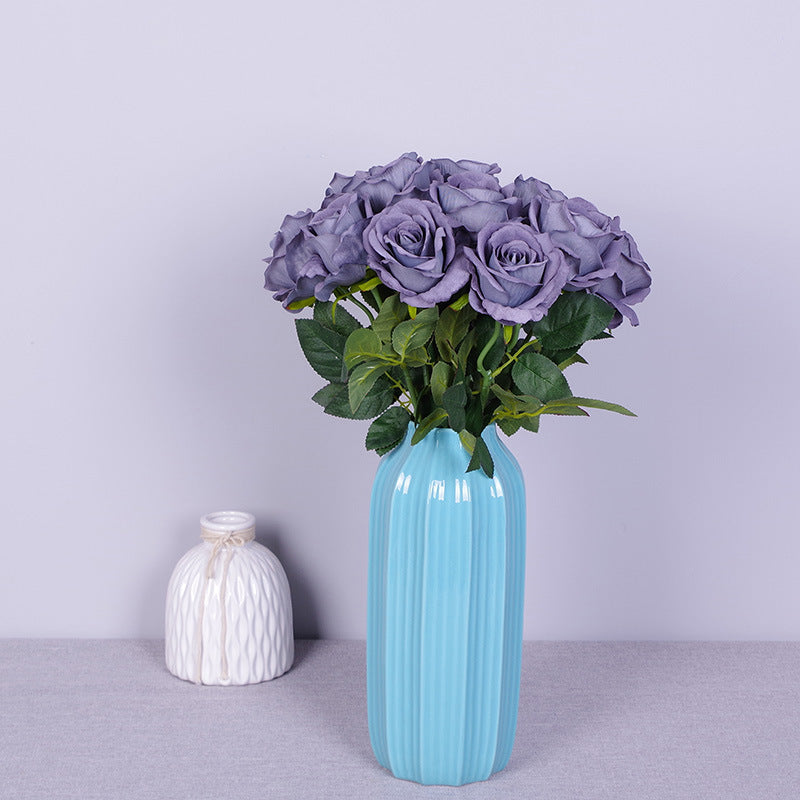 10 Pcs Artificial Silk Roses Bouquet, Bionic Flannel, for Floral Arrangement & Decor