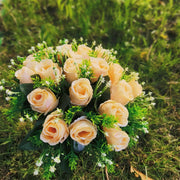 22 Colors Artificial Rose Bush Bouquets for Graves and Memorials, Bulk Wholesale Cemetery Flowers in Vase