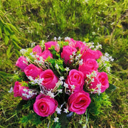 22 Colors Artificial Rose Bush Bouquets for Graves and Memorials, Bulk Wholesale Cemetery Flowers in Vase