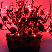 Halloween Eyeball Wall Hanging Basket with Artificial Plant Twigs, Glowing Decoration for Front Door, Bulk Quantity