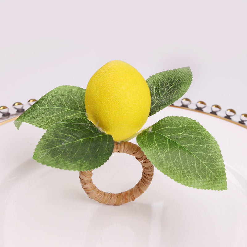 6 Pcs Handmade Artificial Lemon Fruit Napkin Rings Holders Bulk Set