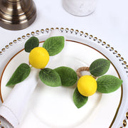 6 Pcs Handmade Artificial Lemon Fruit Napkin Rings Holders Bulk Set