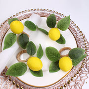 6 Pcs Handmade Artificial Lemon Fruit Napkin Rings Holders Bulk Set