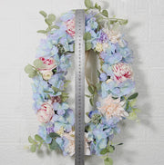 Hydrangea Peony Wreath with Eucalyptus Silk Artificial Flowers 16 Inch Oval Front Door Wall Hanging Home Decor