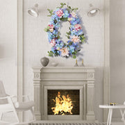 Hydrangea Peony Wreath with Eucalyptus Silk Artificial Flowers 16 Inch Oval Front Door Wall Hanging Home Decor