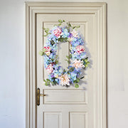 Hydrangea Peony Wreath with Eucalyptus Silk Artificial Flowers 16 Inch Oval Front Door Wall Hanging Home Decor